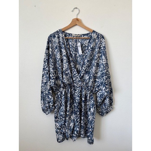 NWT women's Abercrombie & Fitch Long Sleeve Romper – Blue/White – Large Petite - Picture 2 of 6